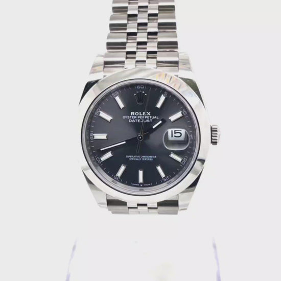 ROLEX DATEJUST 41MM RHODIUM DIAL WITH CARD