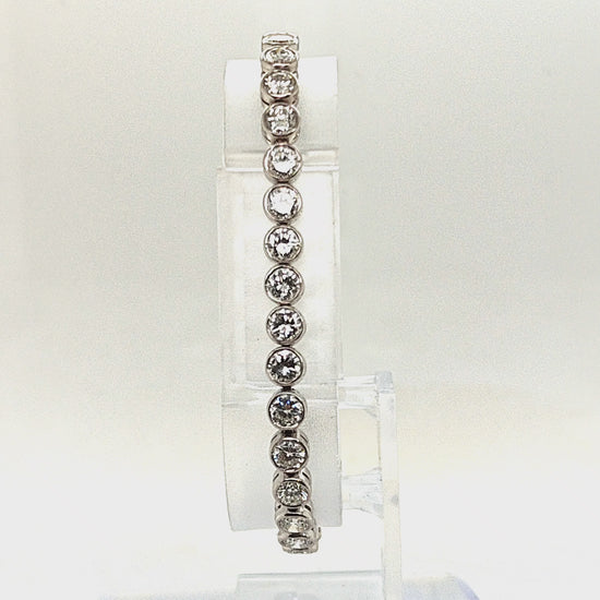 DIAMOND TENNIS BRACELET BEZEL SET 7.56CT WHITE GOLD