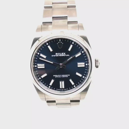 ROLEX OYSTER PERPETUAL 41MM BLUE DIAL WITH CARD