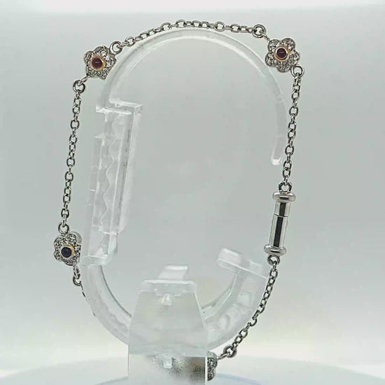 DIAMOND 4 BALL BRACELET GEMSTONES WHITE GOLD