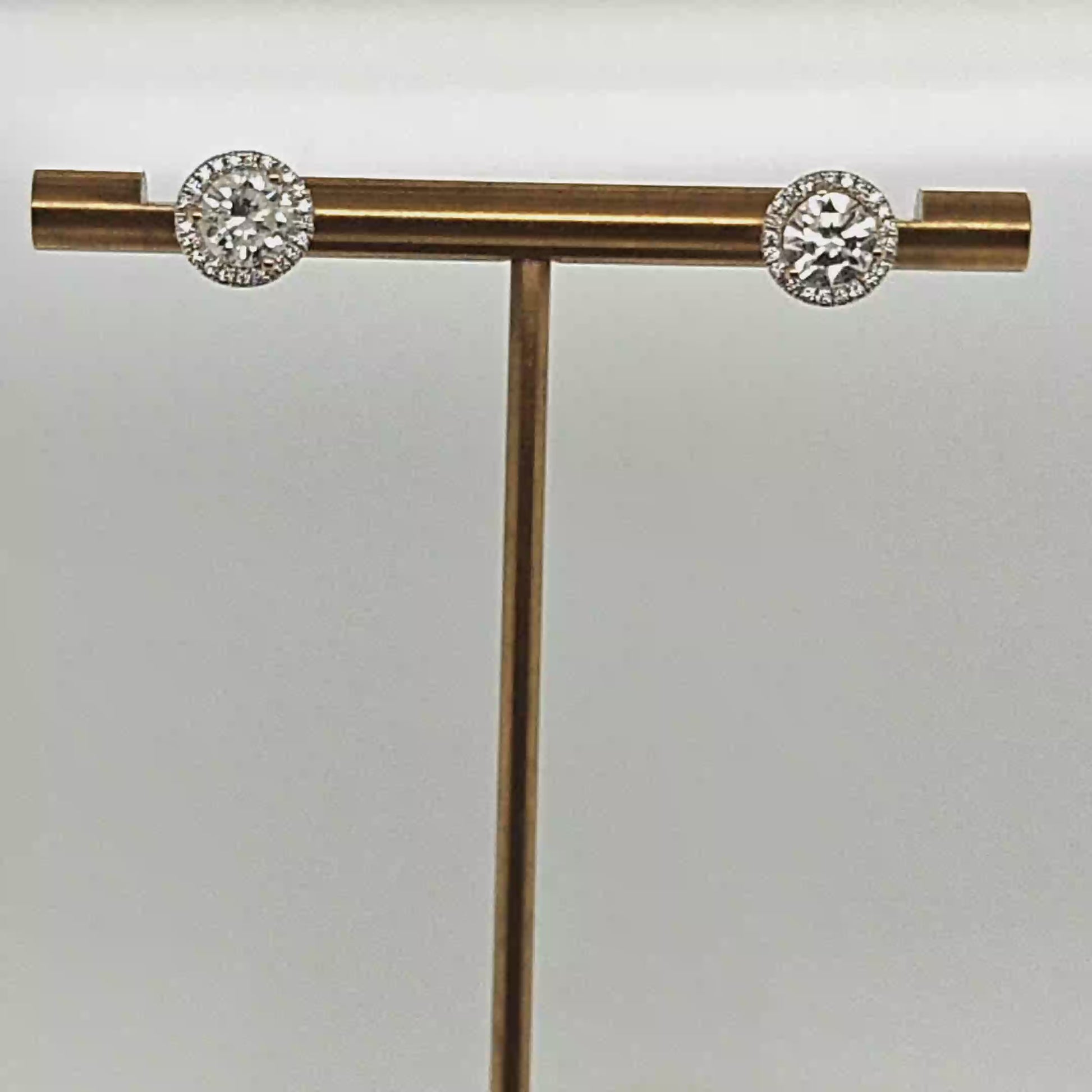 DIAMOND STUD HALO EARRINGS 1.85CTW WHITE GOLD