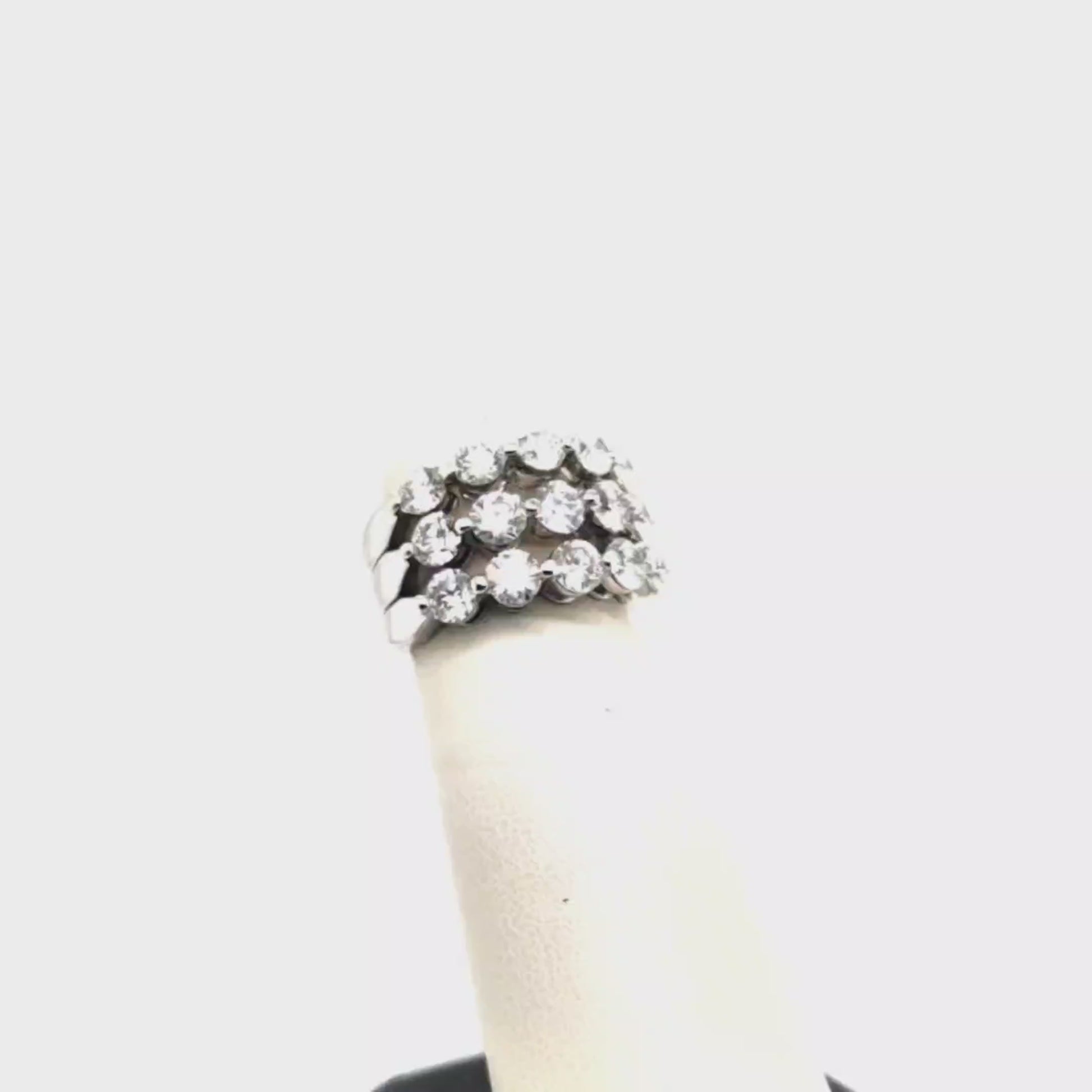 3 ROW DIAMOND RING 18K WHITE GOLD 3.12CTW