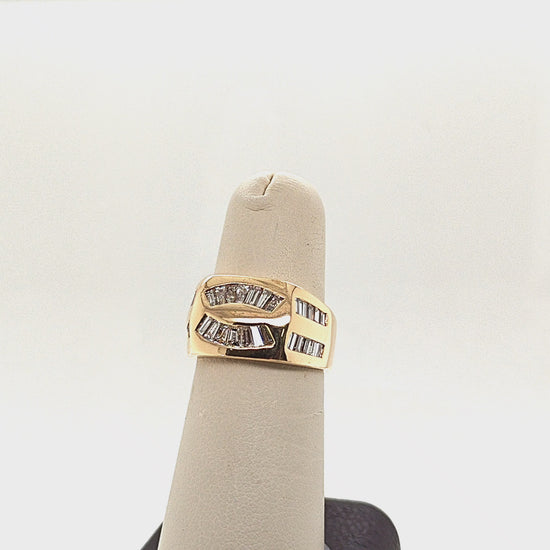 DIAMOND BAGUETTE RING CHANNEL SET 1.10CT YELLOW GOLD