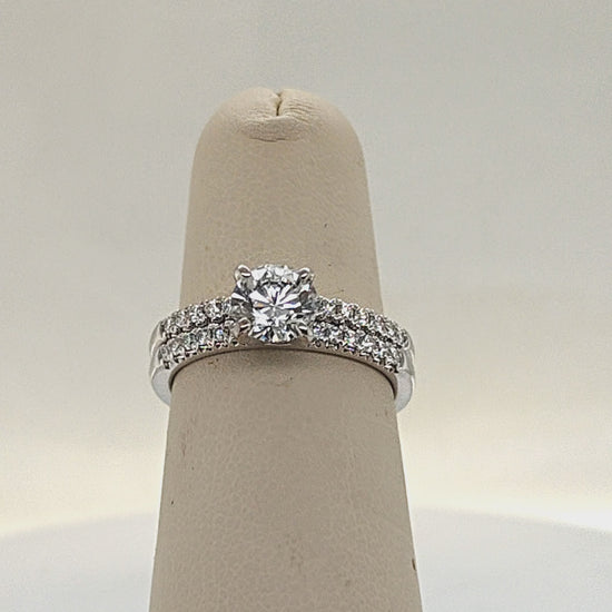 DIAMOND ENGAGEMENT RING SET WITH 1.01CT ROUND GIA D-SI2 WHITE GOLD
