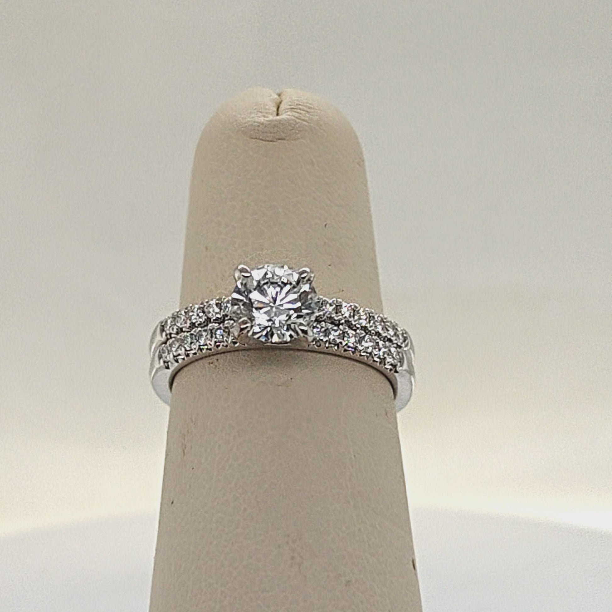 DIAMOND ENGAGEMENT RING SET WITH 1.01CT ROUND GIA D-SI2 WHITE GOLD