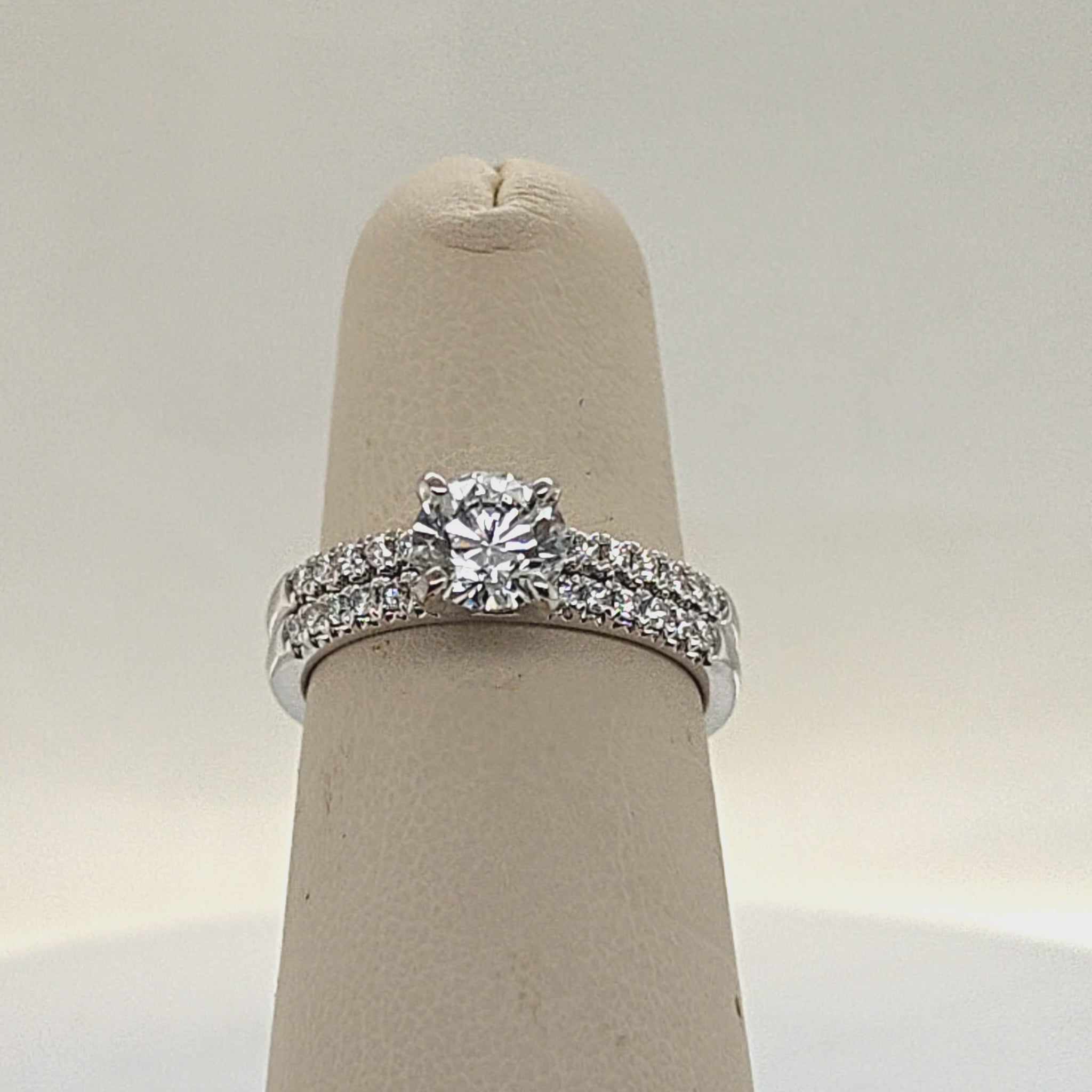 DIAMOND ENGAGEMENT RING SET WITH 1.01CT ROUND GIA D-SI2 WHITE GOLD