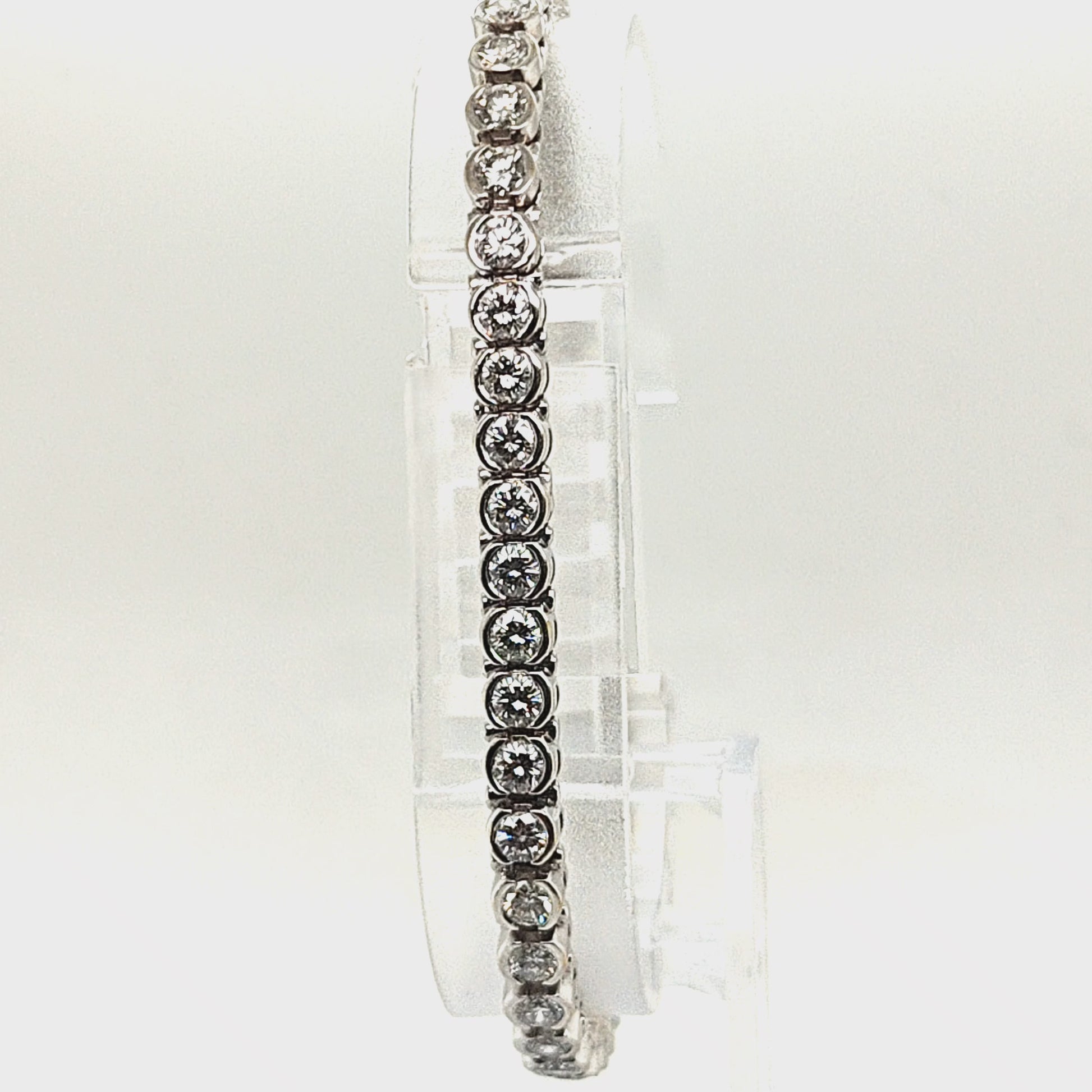 DIAMOND TENNIS BRACELET HALF BEZEL SET 6.35CT WHITE GOLD