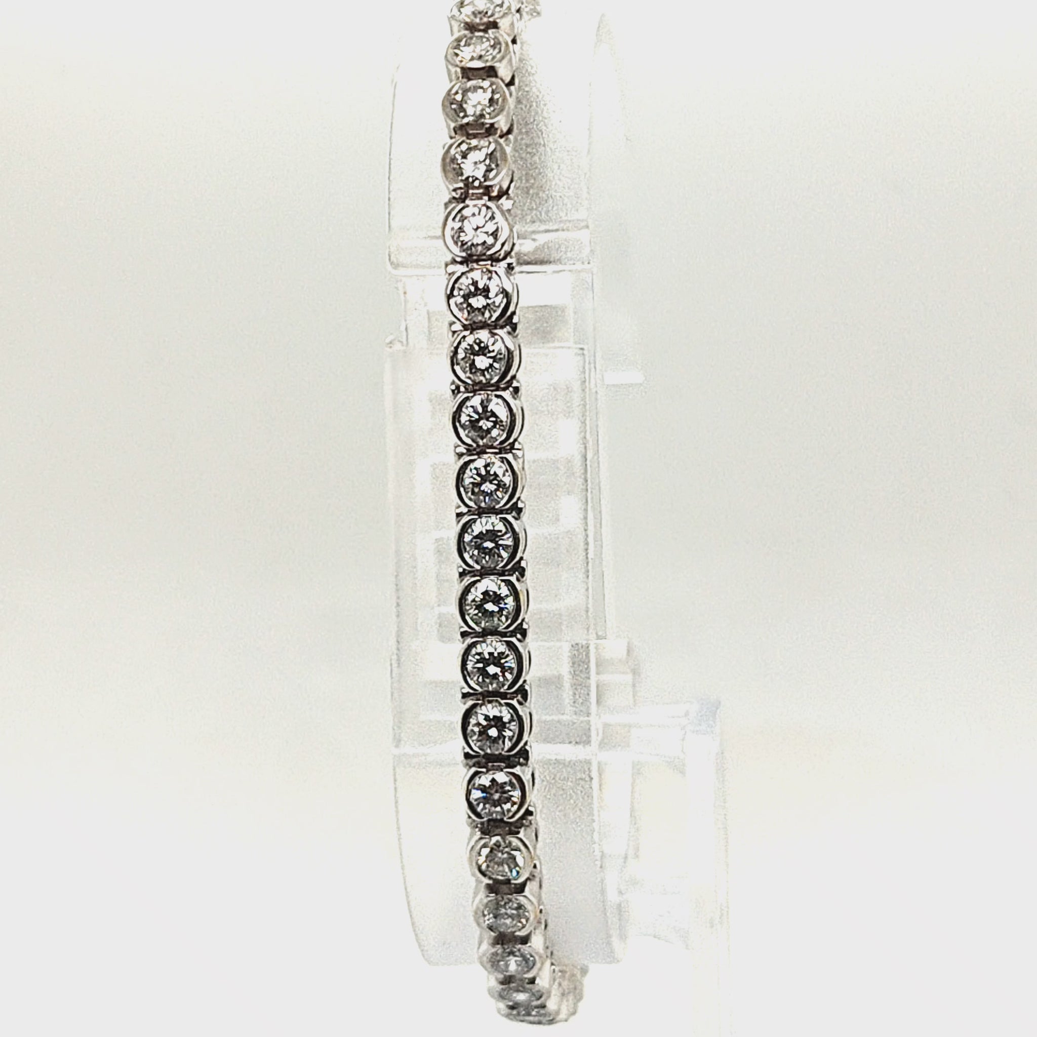 DIAMOND TENNIS BRACELET HALF BEZEL SET 6.35CT WHITE GOLD