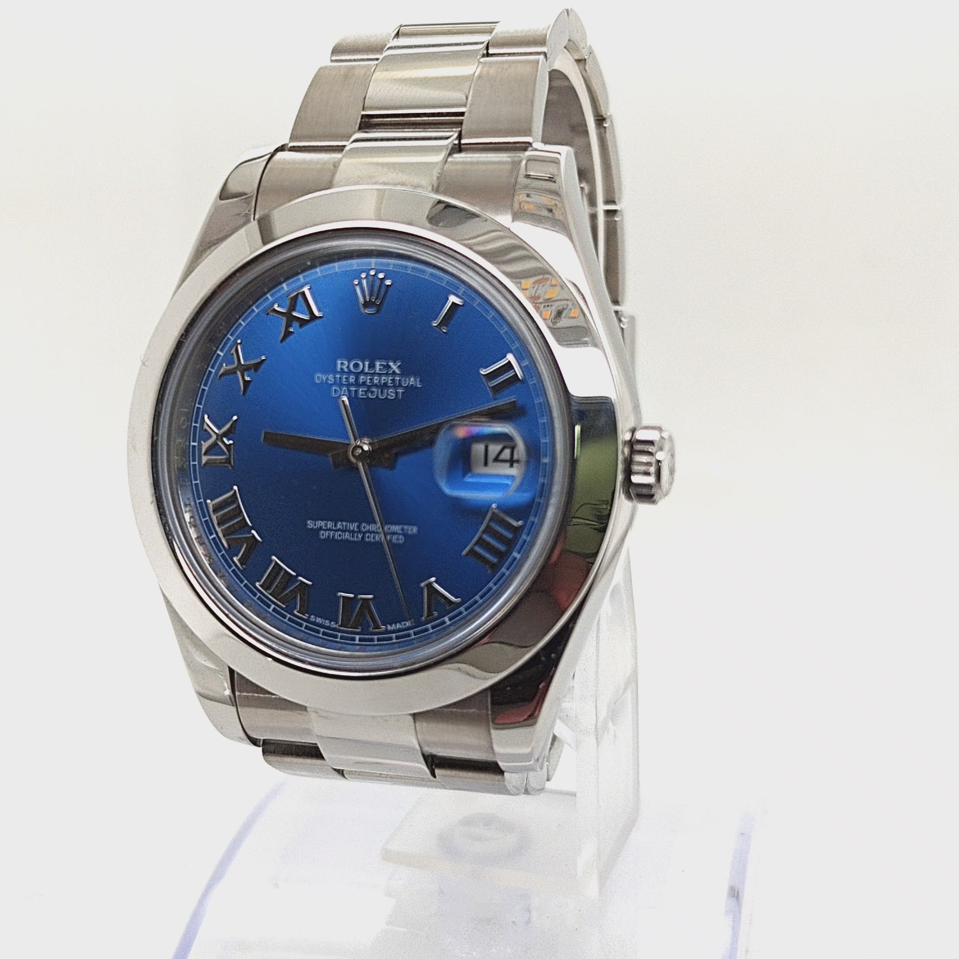 ROLEX DATEJUST BLUE ROMAN OYSTER STEEL 41MM