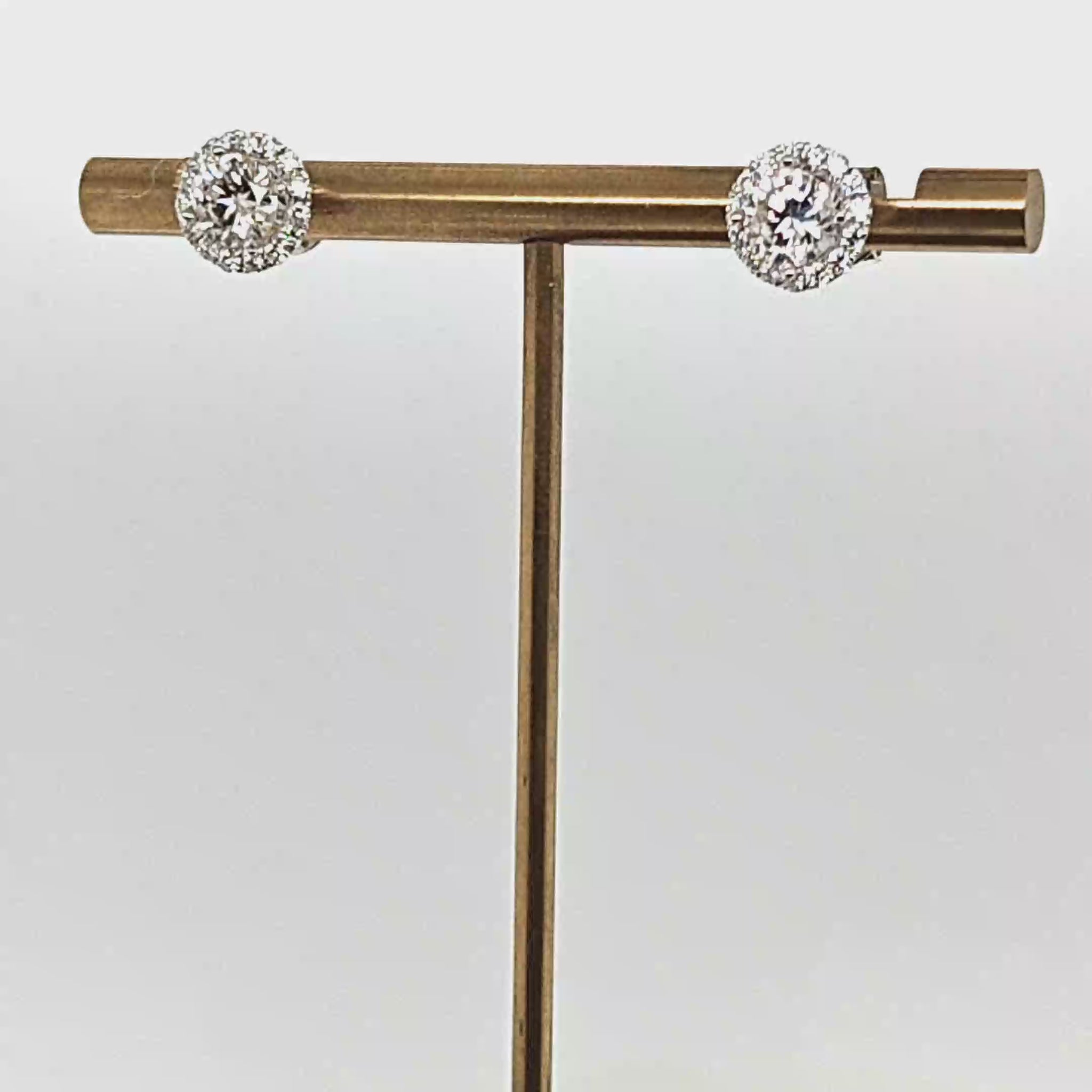 DIAMOND STUD HALO EARRINGS 1.82CTW WHITE GOLD