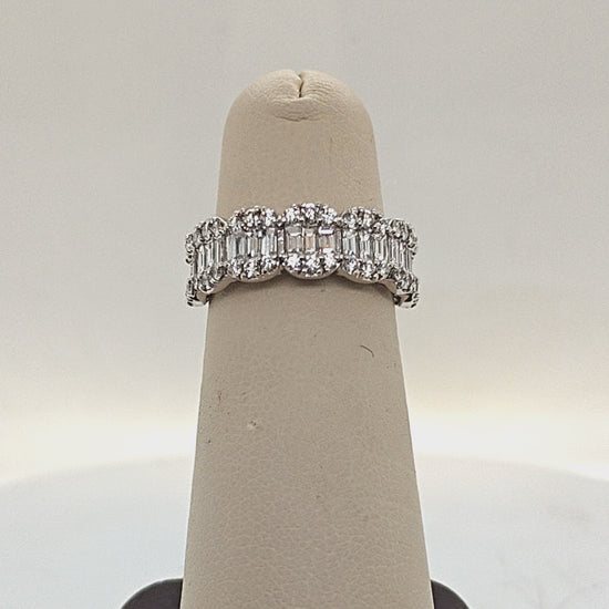 DIAMOND BAND HALF WAY BAGUETTE AND ROUND 1.5CTW WHITE GOLD