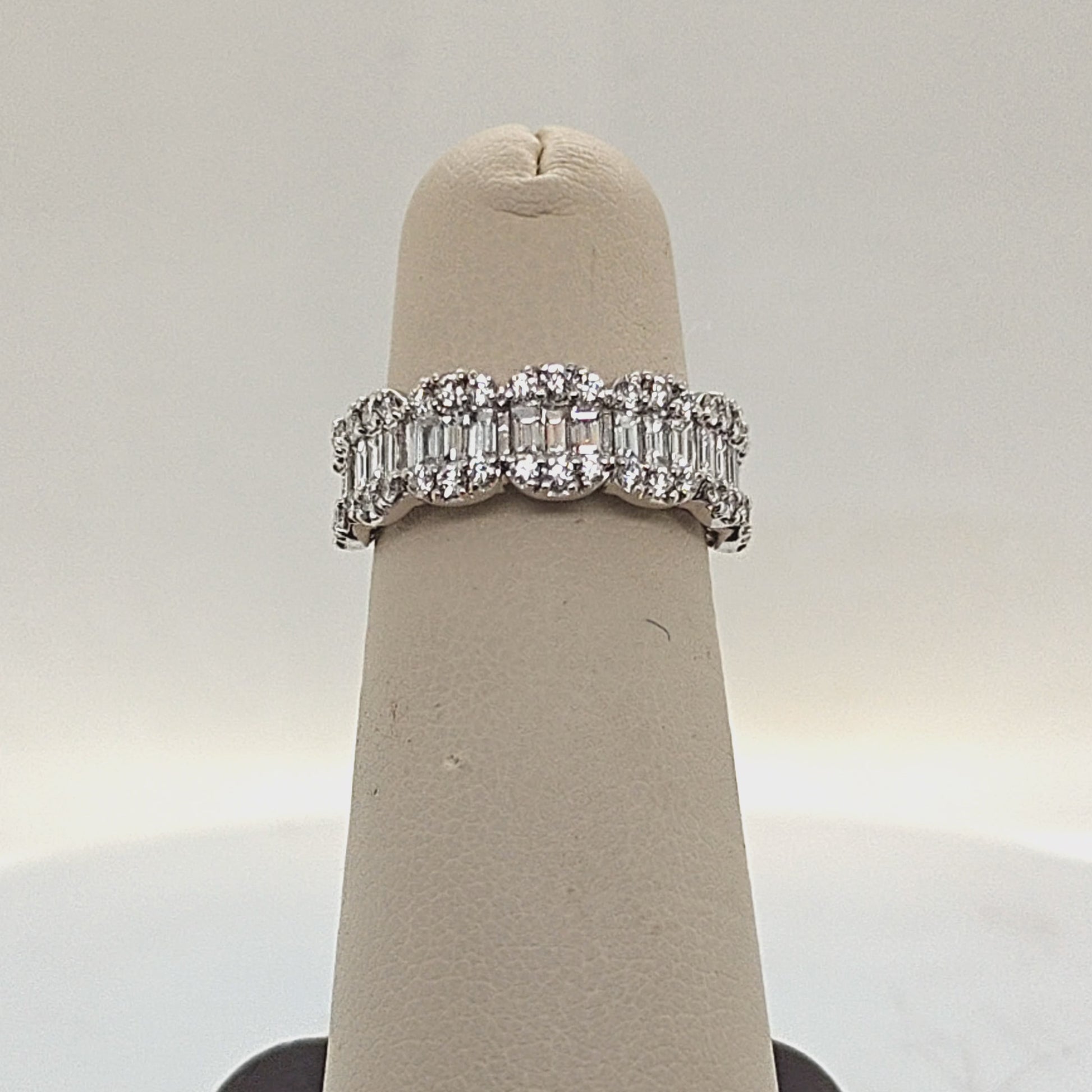 DIAMOND BAND HALF WAY BAGUETTE AND ROUND 1.5CTW WHITE GOLD