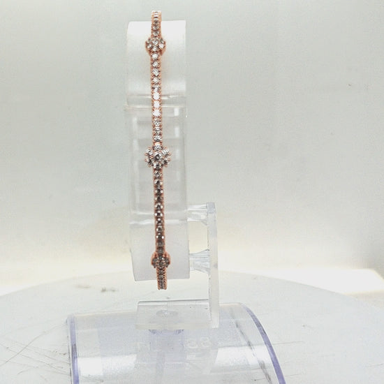 BANGLE BRACELET FLEXIBLE 3 DIAMOND CLUSTERS 18KT ROSE GOLD