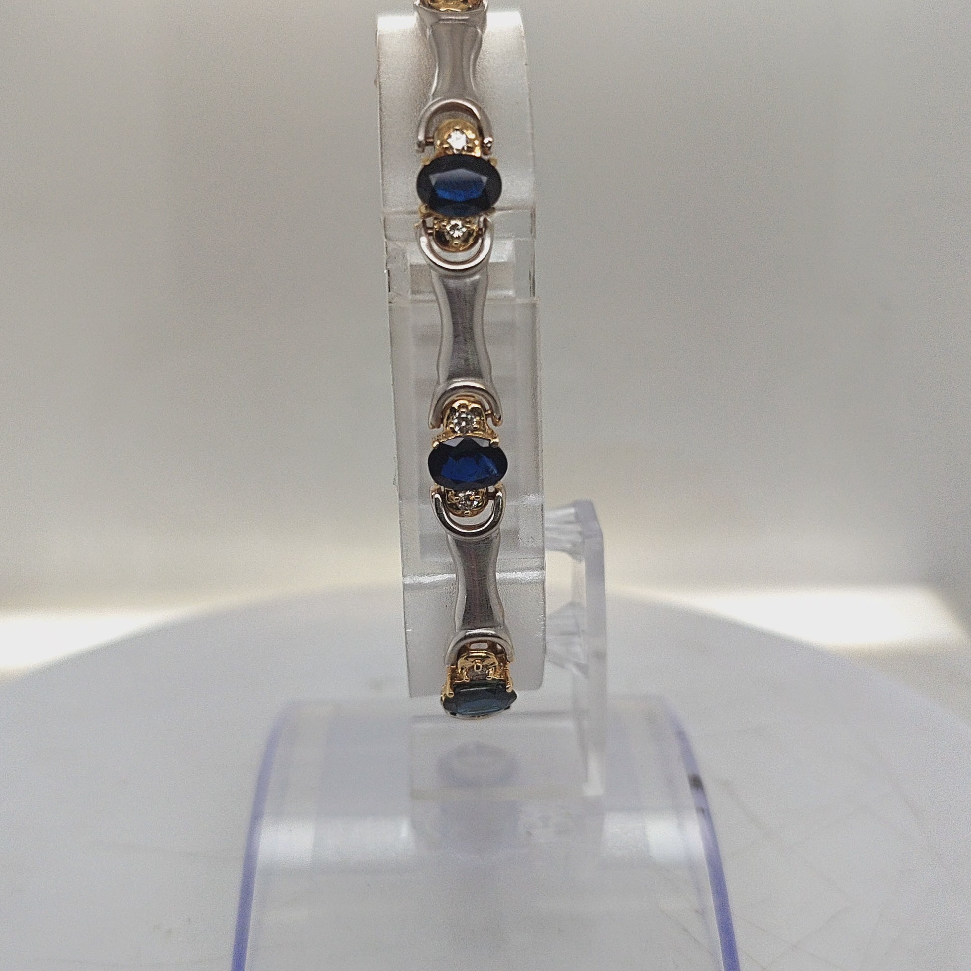 SAPPHIRE AND DIAMOND  2 TONE  BRACELET