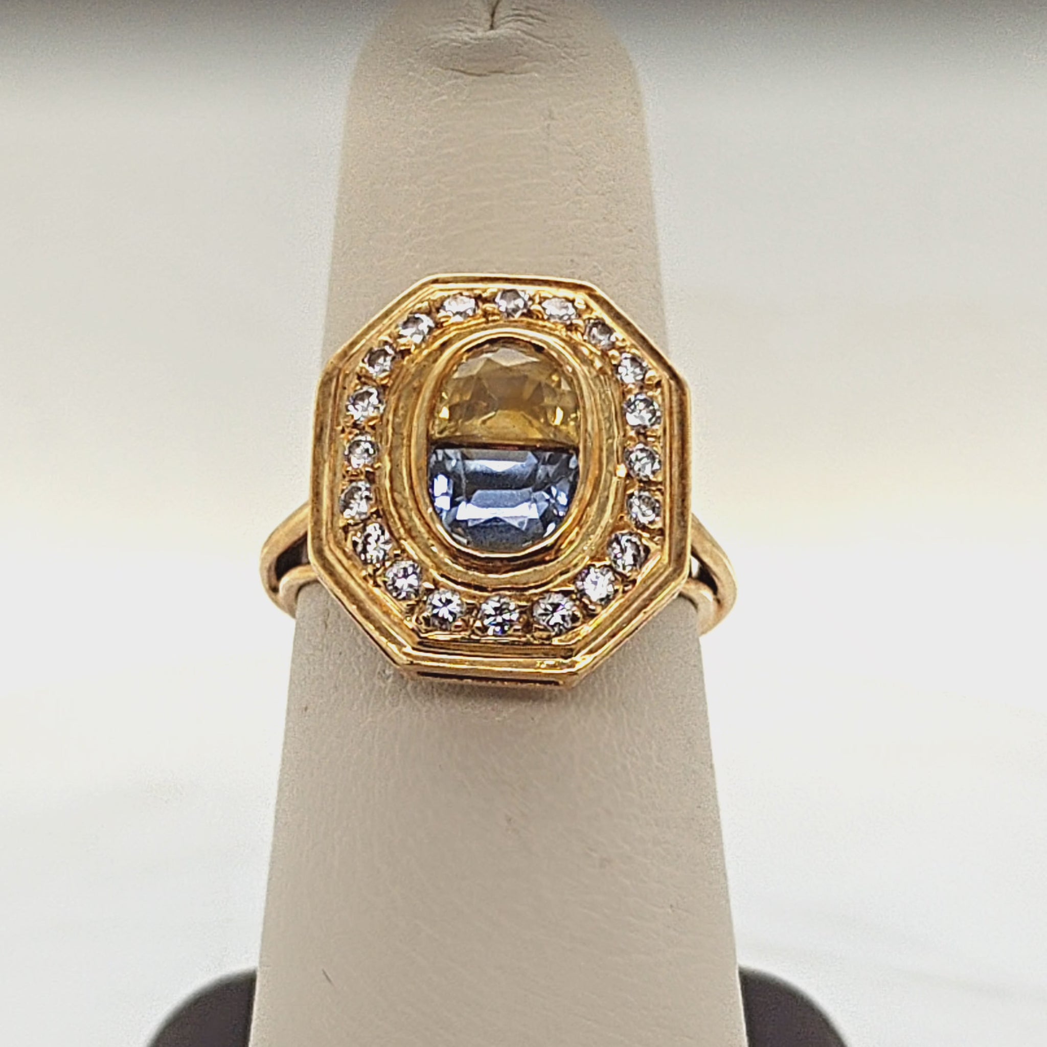 YELLOW AND BLUE SAPPHIRE DIAMOND RING YELLOW GOLD