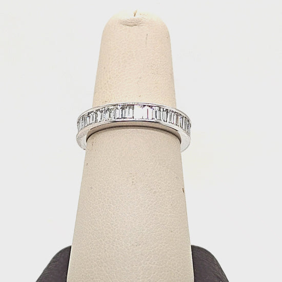 DIAMOND ETERNITY BAND EMERALD CUT 3.88CT WHITE GOLD