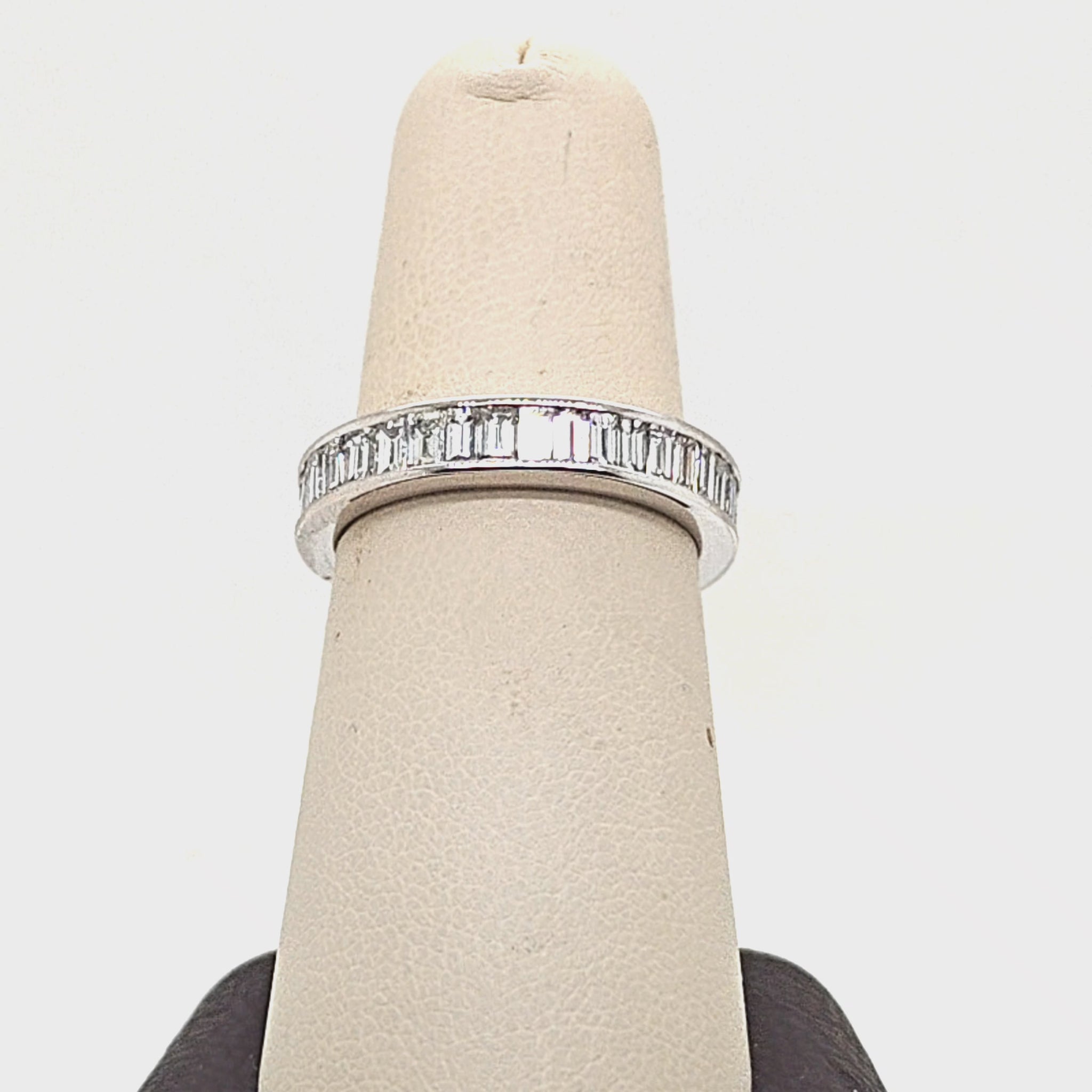 DIAMOND ETERNITY BAND EMERALD CUT 3.88CT WHITE GOLD