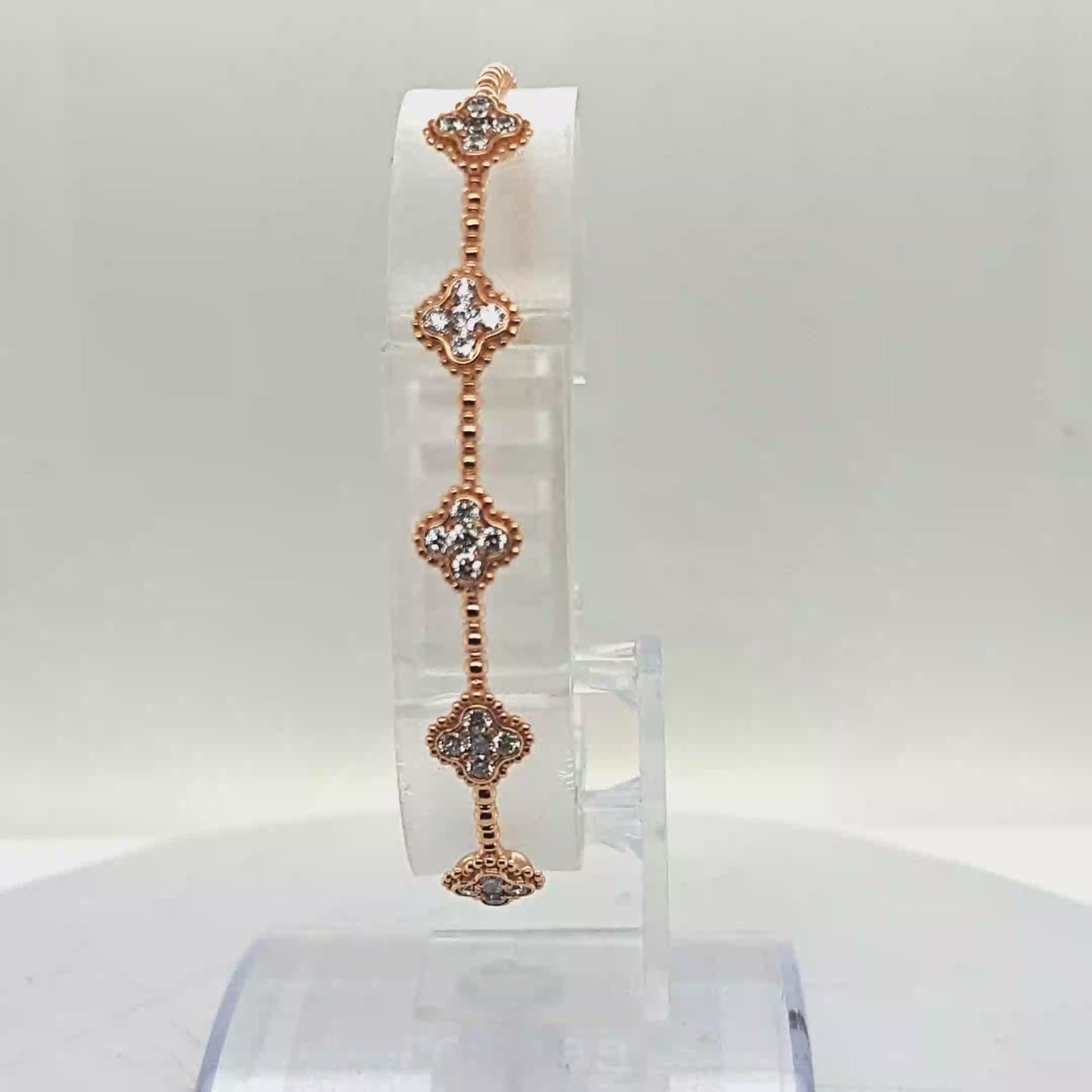 DIAMOND FLEXIBLE BANGLE 5 CLUSTERS 1.12CT ROSE GOLD