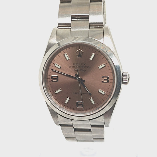 ROLEX AIR-KING SALMON DIAL STEEL OYSTER BRACELET 34MM
