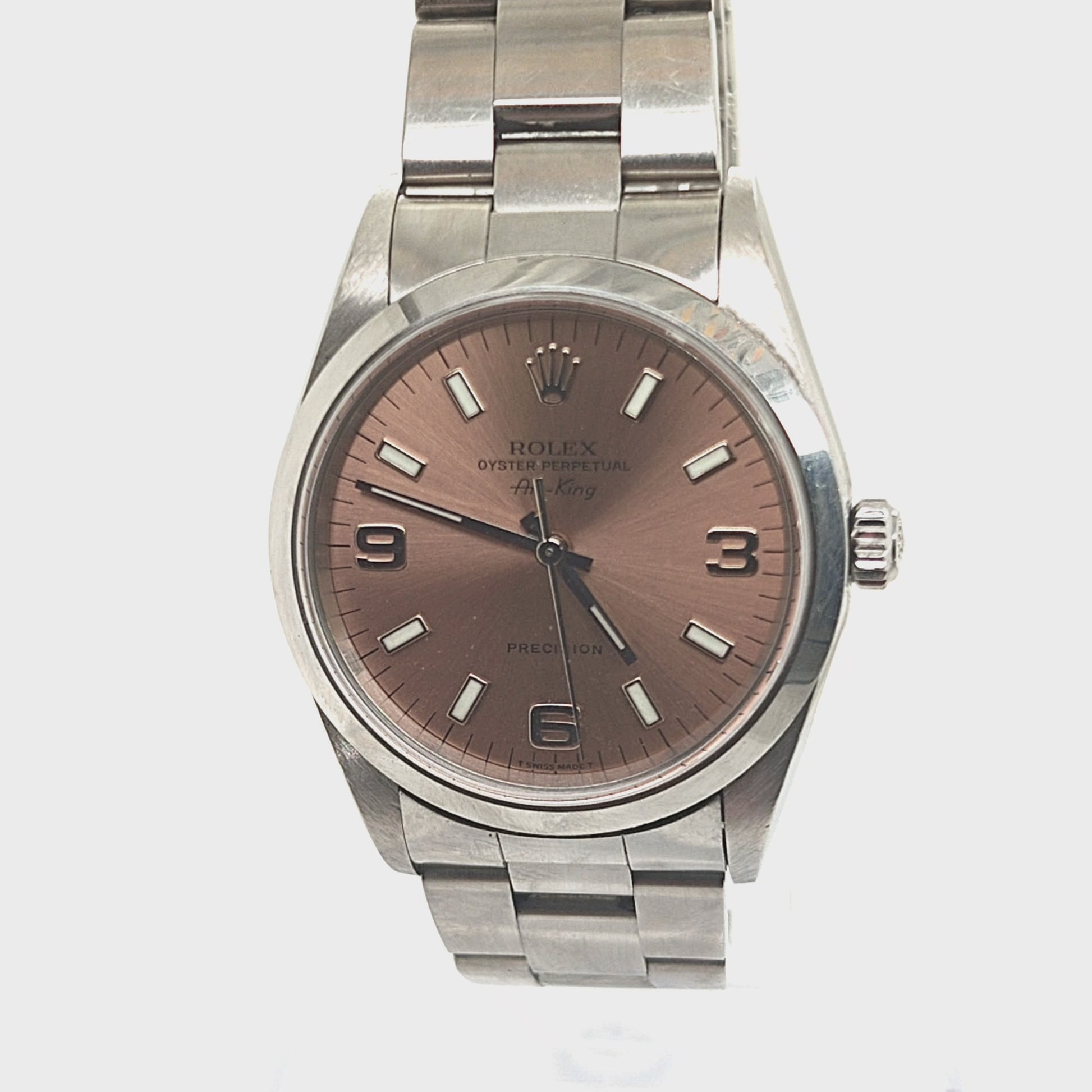 ROLEX AIR-KING SALMON DIAL STEEL OYSTER BRACELET 34MM