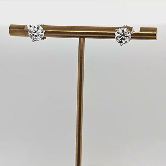 DIAMOND STUD EARRINGS 2.00CT GIA D-SI2 WHITE GOLD MARTINI SET