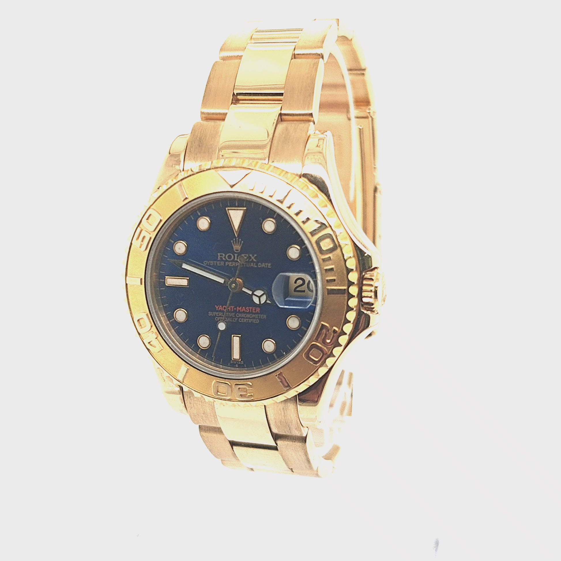 ROLEX YACHTMASTER 35MM BLUE DIAL YELLOW GOLD