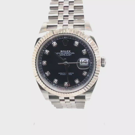ROLEX DATEJUST 41MM DIAMOND DIAL FLUTED WITH CARD