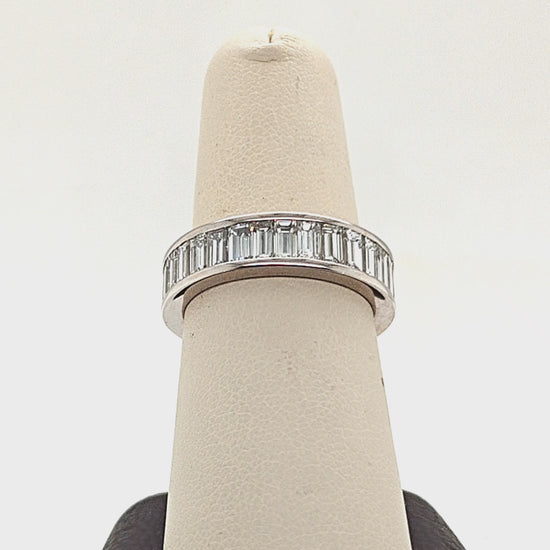 DIAMOND ETERNITY BAND EMERALD CUT 5.35CT WHITE GOLD