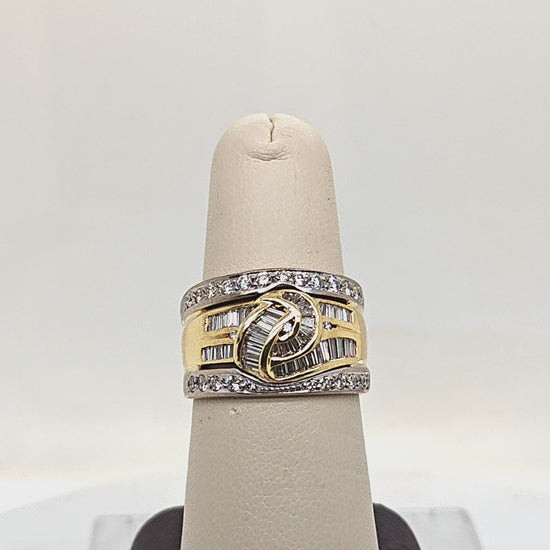 DIAMOND BAND RING WIDE TWO TONE 1.27CT