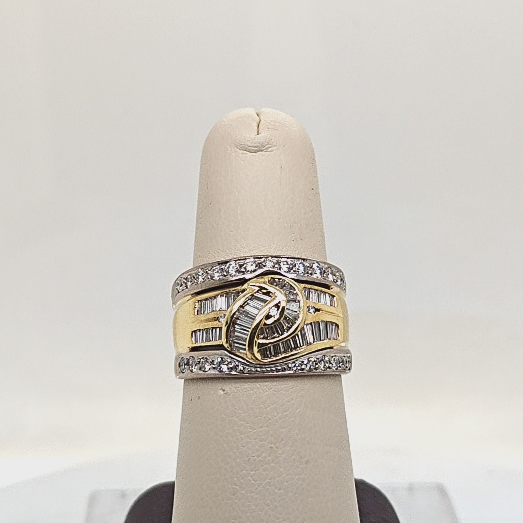 DIAMOND BAND RING WIDE TWO TONE 1.27CT